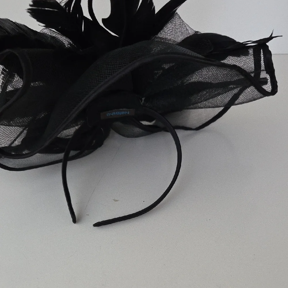Natasha Couture Black Feather Flower Hair Clip